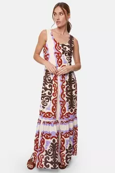 Платье миди с широким вырезом и бретелями James Lakeland, мультиколор