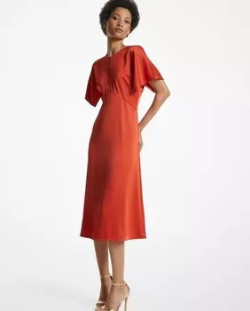 Платье миди с широкими короткими рукавами Michael Michael Kors, коричневый