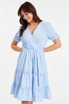 Платье миди с синими оборками QUIZ Clothing