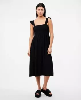 Платье миди с сотовой структурой Pieces, черный