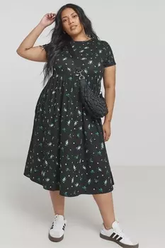 Платье миди с супермягким карманом Simply Be, черный