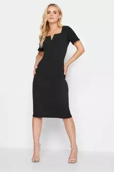 Платье миди с треугольным вырезом горловины PixieGirl Petite, черный