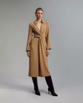 Платье миди с узлом Lola Casademunt, цвет Camel