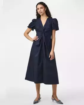 Платье миди с узлом Yas, темно-синий