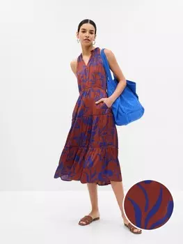 Платье миди с узором Gap, коричневый
