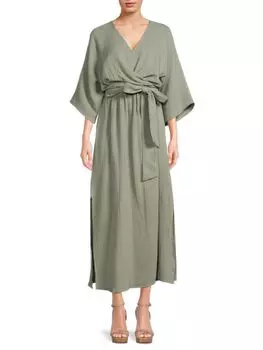 Платье миди с V-образным вырезом и поясом Renee C., цвет Sage