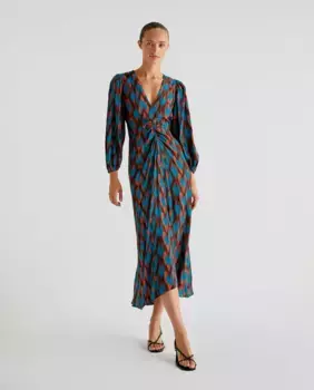 Платье миди с V-образным вырезом и застежкой-молнией Scalpers, мультиколор