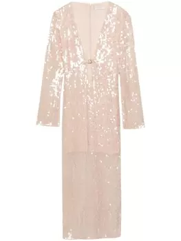 Платье миди с V-образным вырезом и пайетками Patrizia Pepe, бежевый