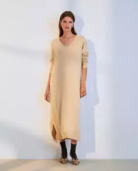 Платье миди с V-образным вырезом Woman El Corte Ingls, коричневый