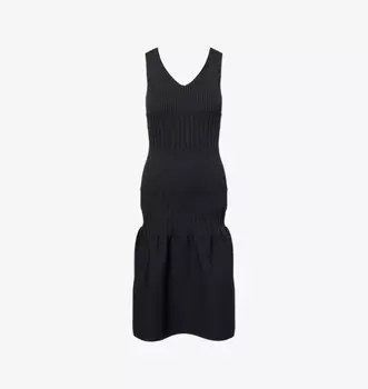 Платье миди с V-образным вырезом и гофрированным трикотажем Cfcl, черный