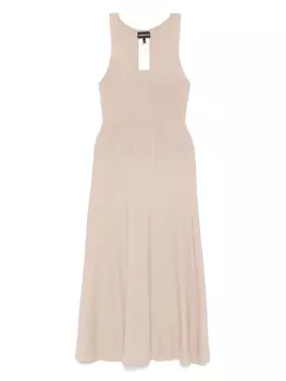 Платье миди с V-образным вырезом Emporio Armani, нейтральный