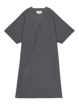 Платье миди с V-образным вырезом MM6 Maison Margiela, серый