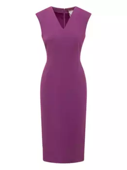 Платье миди с V-образным вырезом MAX MARA, фиолетовый