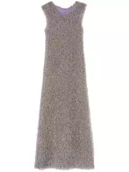 Платье миди с V-образным вырезом JIL SANDER, серебяный