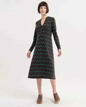 Платье миди с V-образным вырезом с принтом Surkana, коричневый