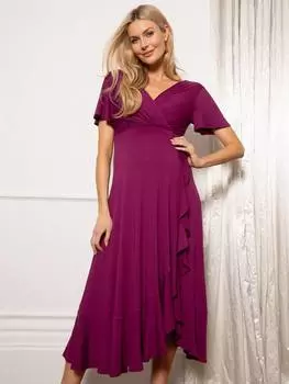 Платье миди с водопадом для беременных Tiffany Rose, цвет Plum Wine