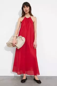 Платье миди с воротником-халтером без рукавов & Other Stories, красный