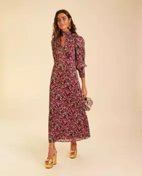 Платье миди с воротником-халтером и каплевидным вырезом The-Are, фиолетовый