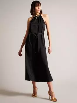 Платье миди с воротником-халтером Ted Baker Roxietyy, черное