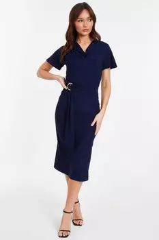 Платье миди с воротником-хомутиком и пряжкой QUIZ Clothing
