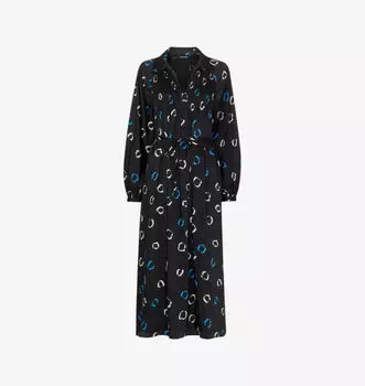 Платье миди с воротником и длинными рукавами Whistles, черный