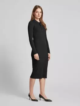 Платье миди с воротником-поло Lauren Ralph Lauren, черный