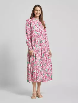 Платье миди с воротником-стойкой модель 'ALIRA' YAS, розовый