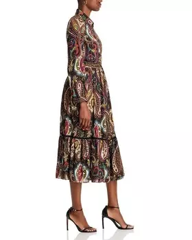 Платье миди с воротником T Tahari, мультиколор