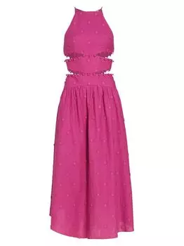 Платье-миди с вырезами и цветочной аппликацией Farm Rio, розовый