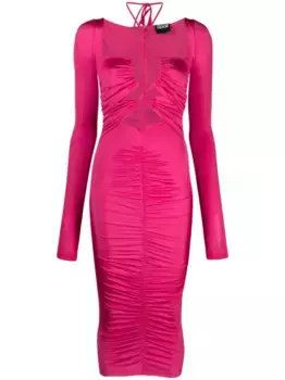 Платье миди с вырезами и шнуровкой Versace Jeans Couture, розовый