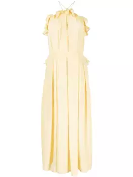 Платье миди с вырезом халтер и оборками Bambah, желтый