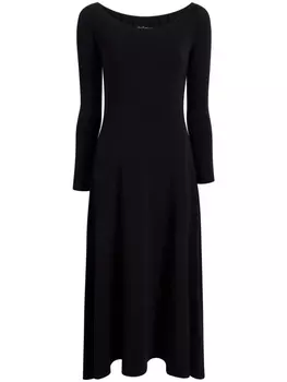 Платье миди с вырезом-лодочкой и длинными рукавами Another Tomorrow, черный