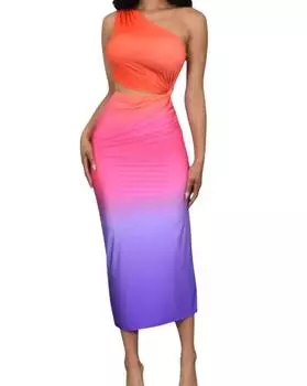 Платье миди с вырезом Ombre разноцветное Cameo, мультиколор
