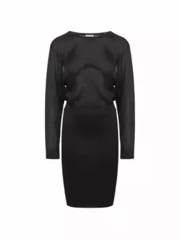 Платье миди с вырезом Saint Laurent, черный