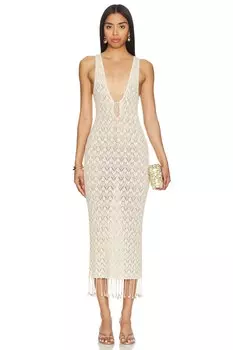 Платье миди с вырезом-замочной скважиной abeni Camila Coelho, цвет nude