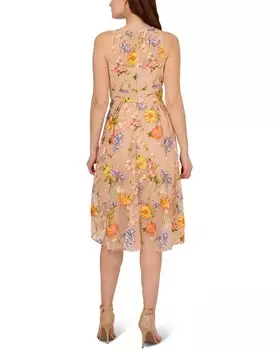 Платье миди с вышивкой Adrianna Papell, желтый