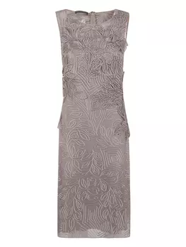 Платье миди с вышивкой Alberta Ferretti, нейтральный