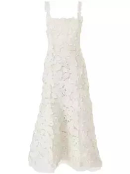 Платье миди с вышивкой Carolina Herrera, белый