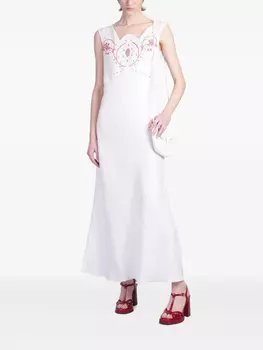 Платье миди с вышивкой HOLY CAFTAN, белый