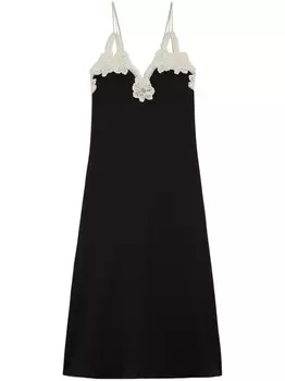 Платье миди с вышивкой Jil Sander, черный