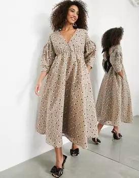 Платье миди с вышивкой маргаритками и грибами ASOS EDITION