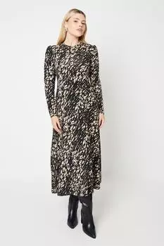 Платье миди с высоким воротником и расклешенными рукавами животного происхождения Dorothy Perkins, мультиколор