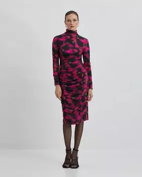 Платье миди с высоким воротником и принтом Simorra, мультиколор