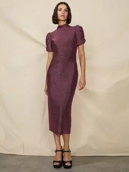 Платье миди с высоким воротником Petite Sparkle Ro&Zo, темно-розовый