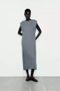 Платье миди с вытяженным эффектом ZARA, серый