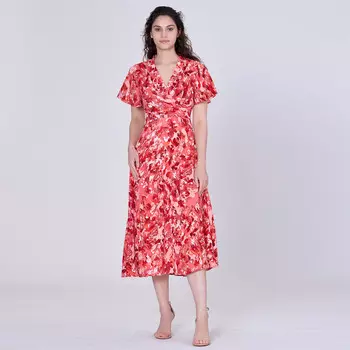 Платье миди с запахом и абстрактным принтом Smart And Joy, красный