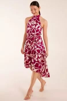 Платье миди с запахом и бретельками на шее Blue Vanilla, розовый