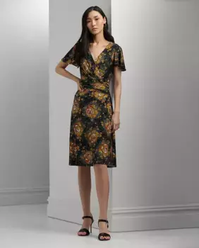 Платье миди с запахом и цветочным принтом Lauren Ralph Lauren, мультиколор