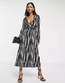 Платье миди с запахом и поясом ASOS DESIGN