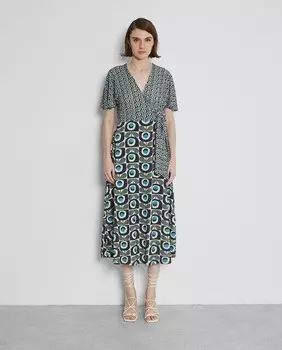 Платье миди с запахом и принтом Trucco, мультиколор